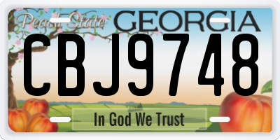 GA license plate CBJ9748