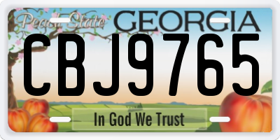 GA license plate CBJ9765