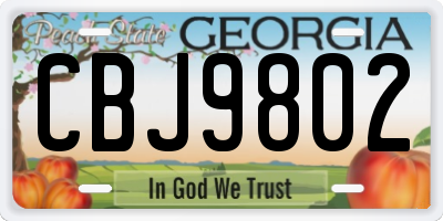 GA license plate CBJ9802