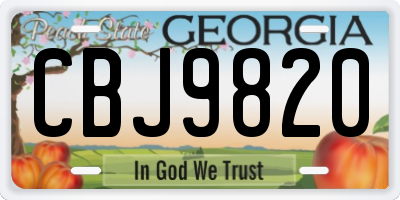 GA license plate CBJ9820