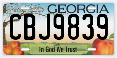 GA license plate CBJ9839