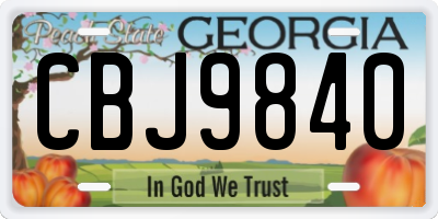 GA license plate CBJ9840