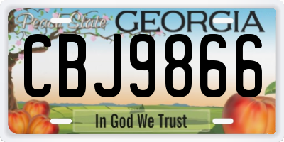 GA license plate CBJ9866