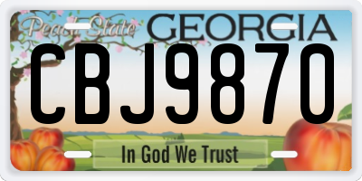 GA license plate CBJ9870