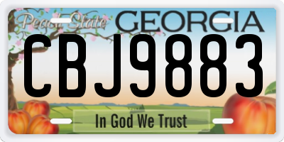 GA license plate CBJ9883