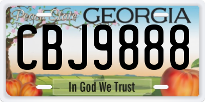 GA license plate CBJ9888