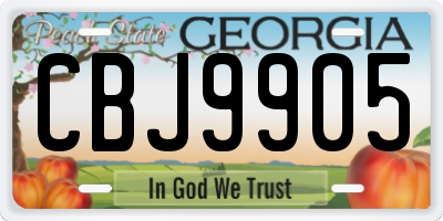 GA license plate CBJ9905