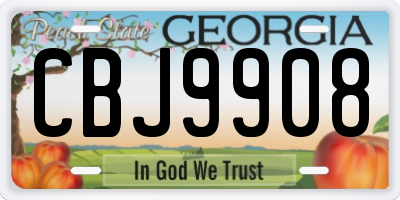 GA license plate CBJ9908