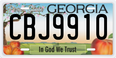 GA license plate CBJ9910