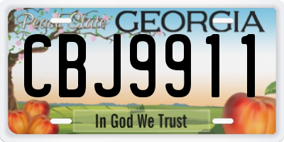 GA license plate CBJ9911