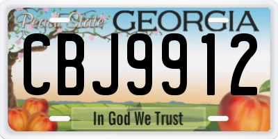GA license plate CBJ9912