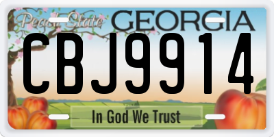 GA license plate CBJ9914