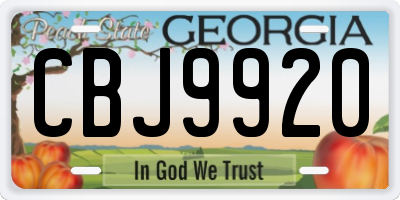 GA license plate CBJ9920