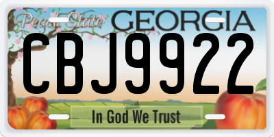 GA license plate CBJ9922