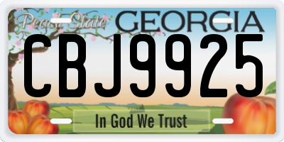 GA license plate CBJ9925