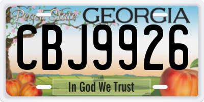 GA license plate CBJ9926