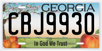 GA license plate CBJ9930