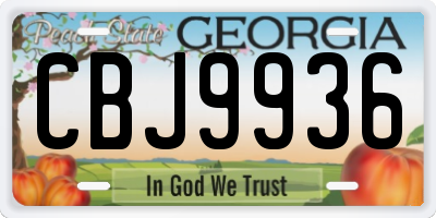 GA license plate CBJ9936