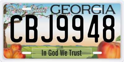 GA license plate CBJ9948