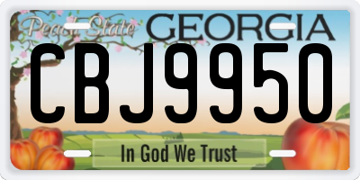 GA license plate CBJ9950