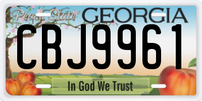 GA license plate CBJ9961