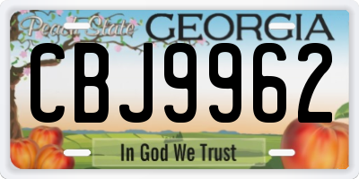 GA license plate CBJ9962