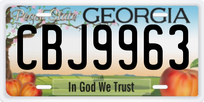 GA license plate CBJ9963