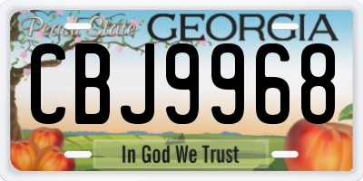GA license plate CBJ9968