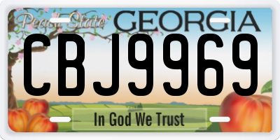 GA license plate CBJ9969