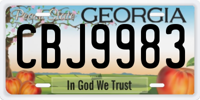 GA license plate CBJ9983