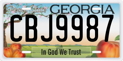GA license plate CBJ9987