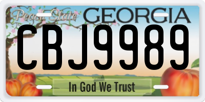 GA license plate CBJ9989