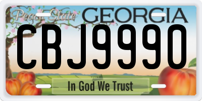 GA license plate CBJ9990