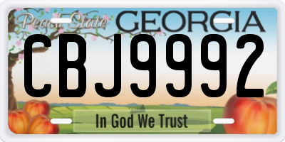 GA license plate CBJ9992