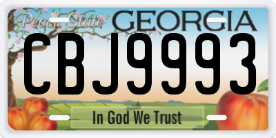 GA license plate CBJ9993