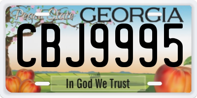 GA license plate CBJ9995