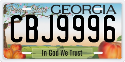 GA license plate CBJ9996