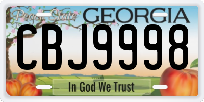 GA license plate CBJ9998