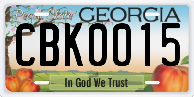 GA license plate CBK0015