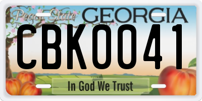 GA license plate CBK0041
