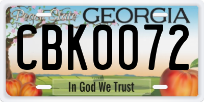 GA license plate CBK0072