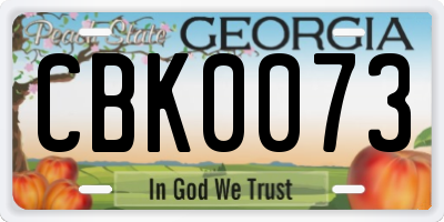 GA license plate CBK0073