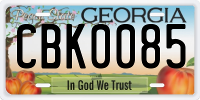 GA license plate CBK0085