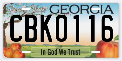 GA license plate CBK0116