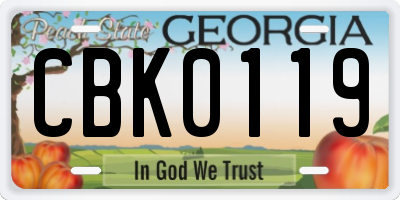GA license plate CBK0119