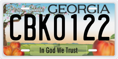 GA license plate CBK0122