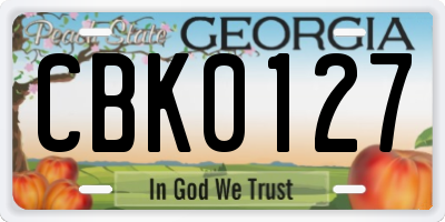 GA license plate CBK0127