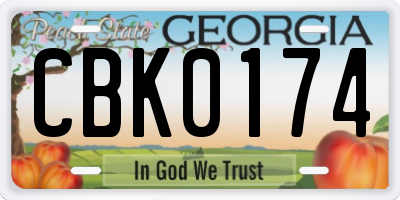 GA license plate CBK0174