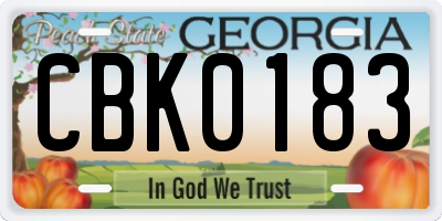 GA license plate CBK0183