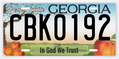 GA license plate CBK0192